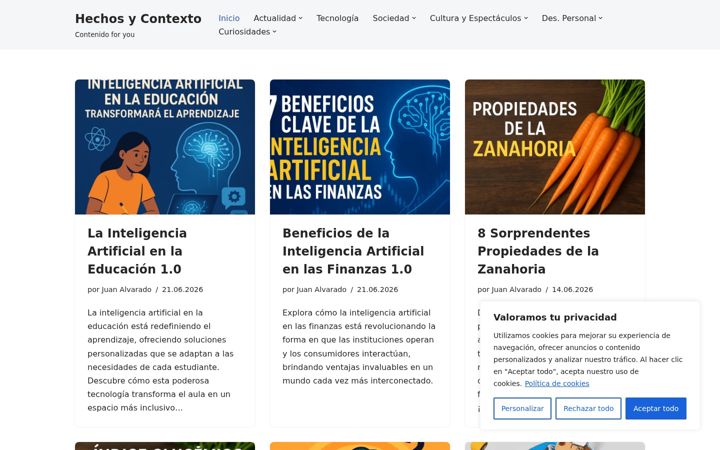 Screenshot of hechosycontexto.com
