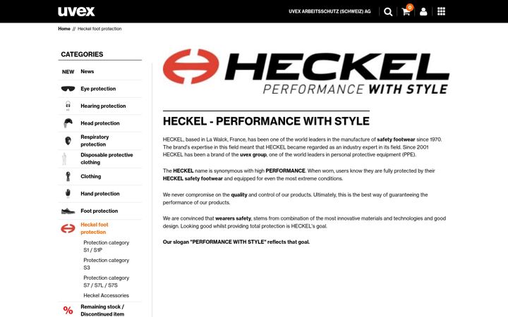 Screenshot of heckel-safety.ch