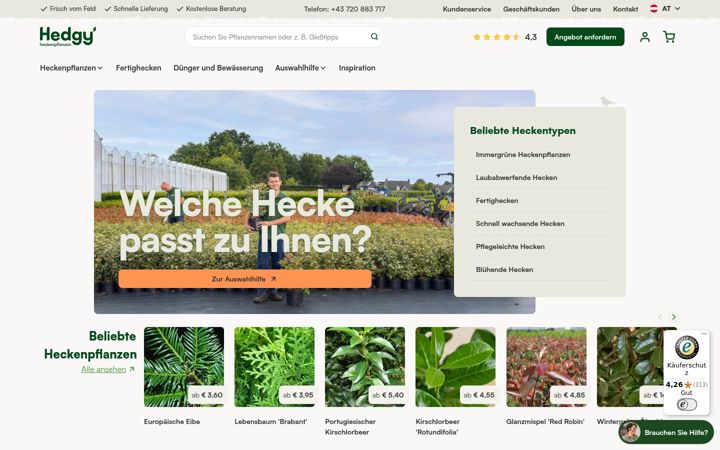 Screenshot of heckenpflanzentotal.at