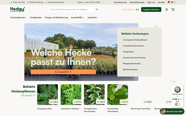 Screenshot of heckenpflanzentotal.de