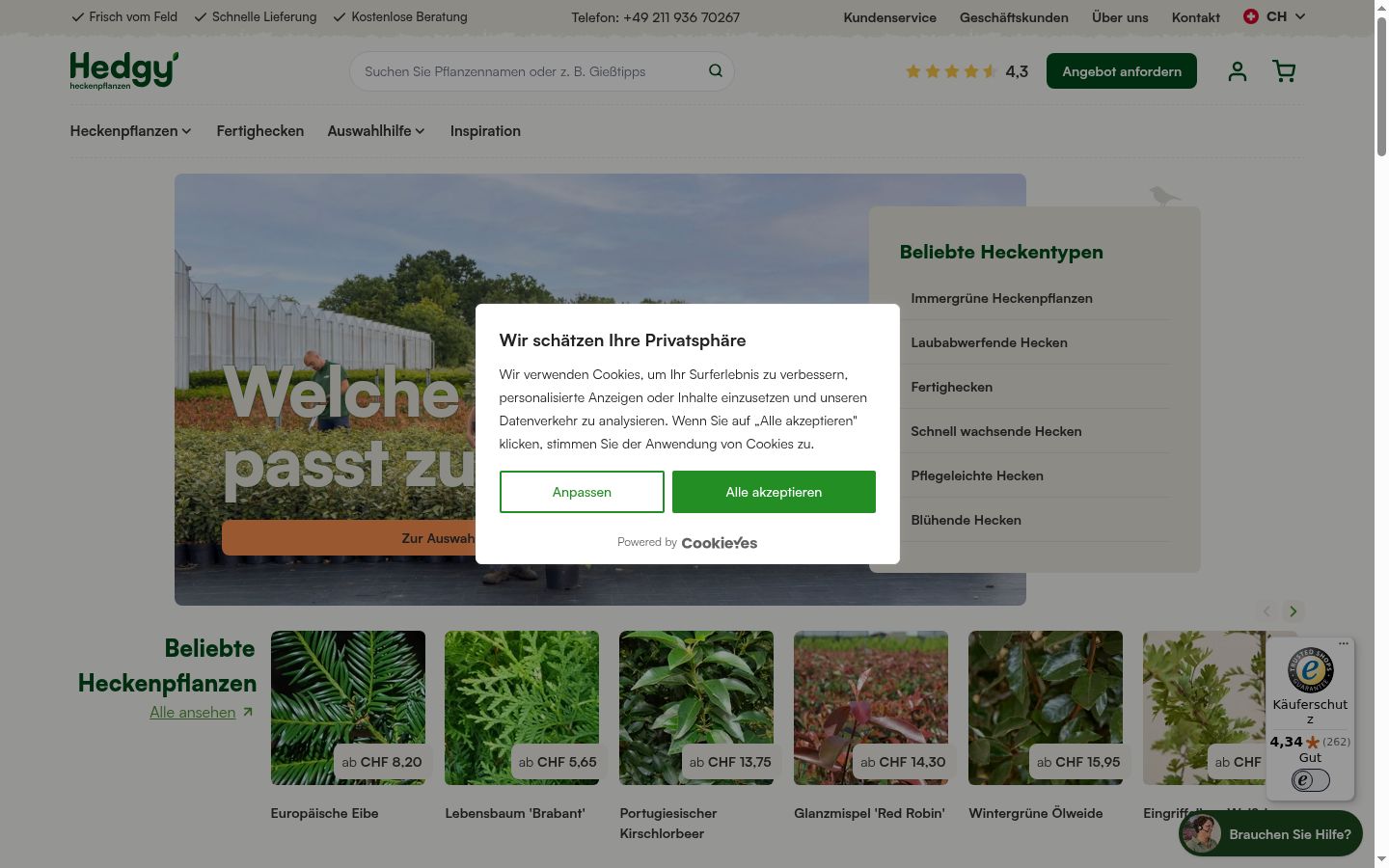 Screenshot del banner di consenso mostrato prima di qualsiasi interazione