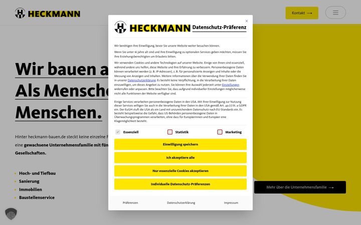 Captura de pantalla de heckmann-bauen.de