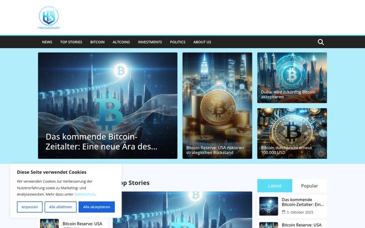 Posnetek zaslona hectobitcoin.com