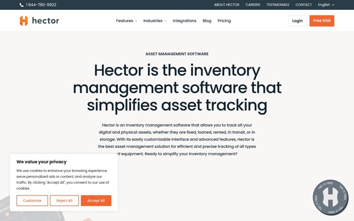 Posnetek zaslona hectorassetmanager.com