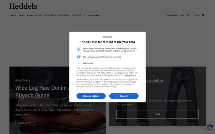 Screenshot του heddels.com