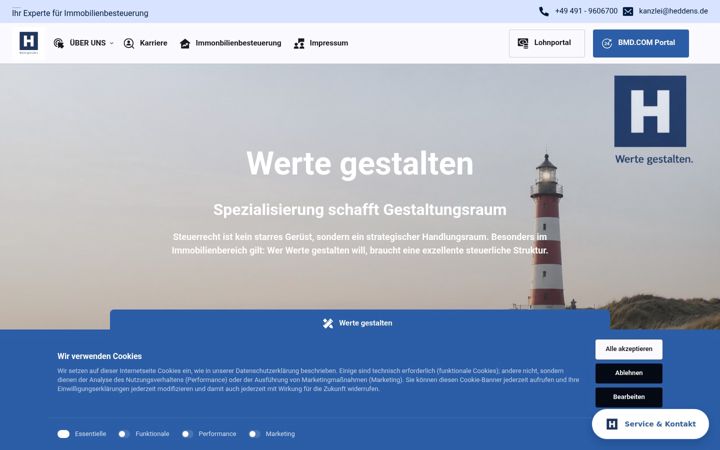 Screenshot of heddens.de