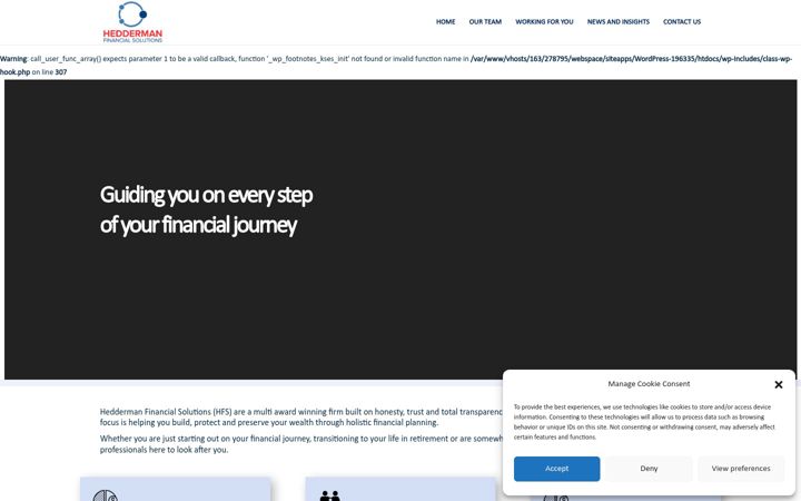 Screenshot of heddermanfinancial.ie