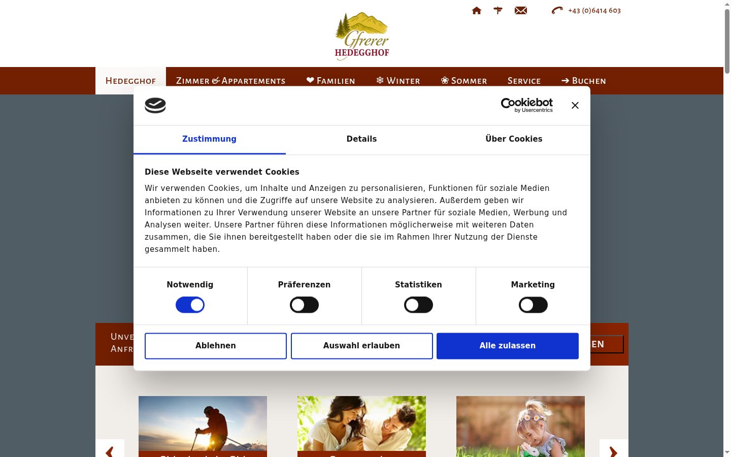 Screenshot of the consent banner shown before any interaction