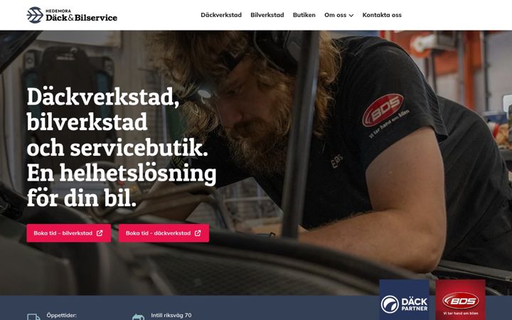 Screenshot stránky hedemoradackobilservice.se