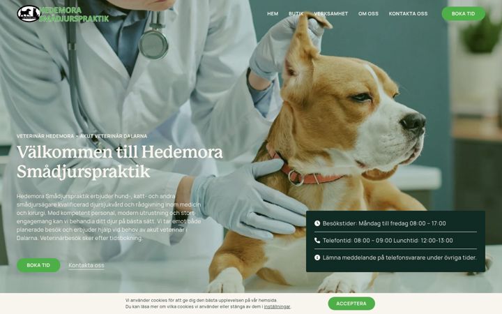 Screenshot of hedemorasmadjurspraktik.se