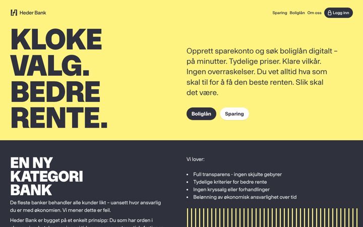 Screenshot of hederbank.no