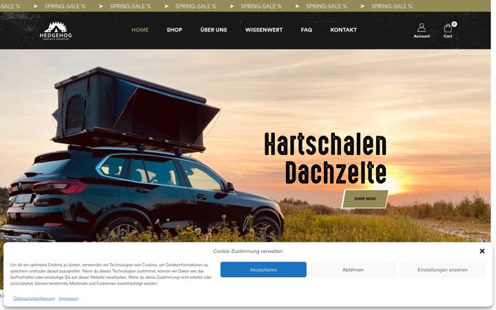 Screenshot of hedgehog-camping.com