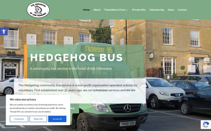 Screenshot of hedgehogbus.org