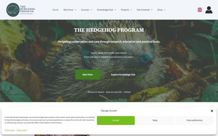 Screenshot of hedgehogprogram.com