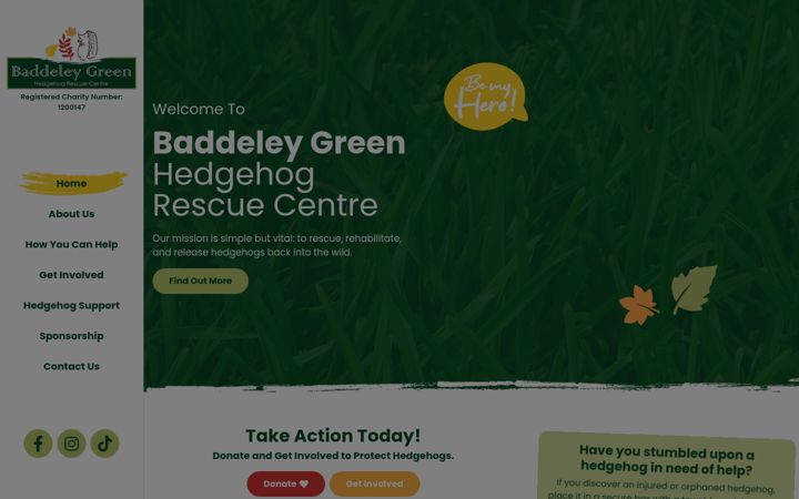 Screenshot of hedgehogrescuecentre.co.uk