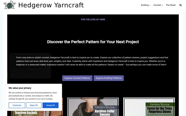 Screenshot of hedgerowyarncraft.com