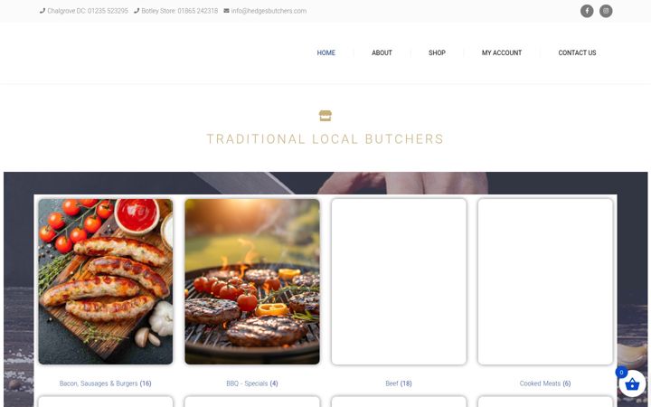 Screenshot of hedgesbutchers.com