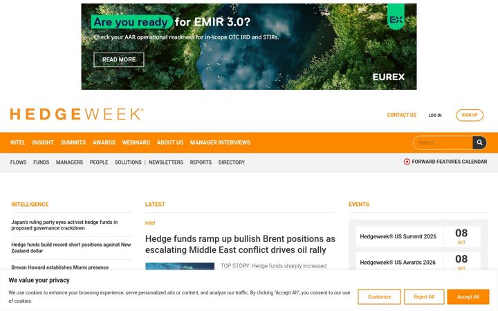 Screenshot of hedgeweek.com