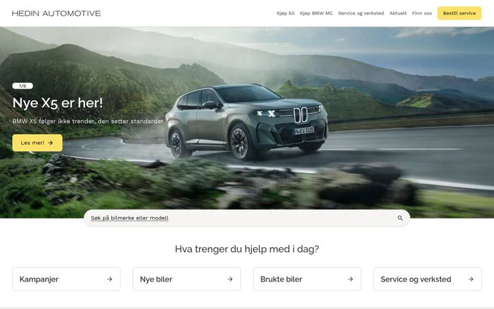 Screenshot of hedinautomotive.no