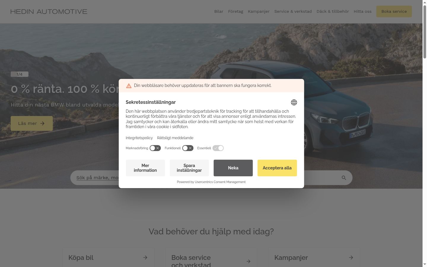 Screenshot of the consent banner shown before any interaction
