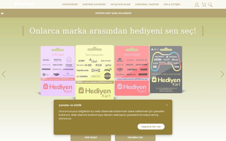 Screenshot of hediyenkart.com