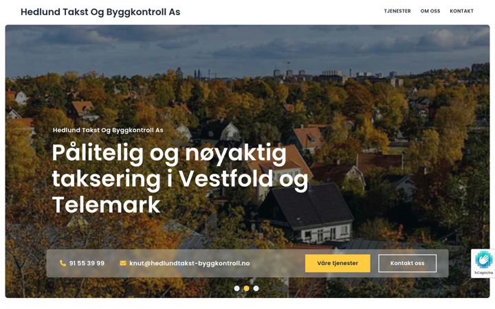 Screenshot of hedlundtakst-byggkontroll.no