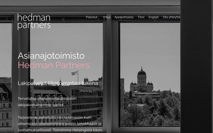 Skjermbilde av hedmanpartners.fi