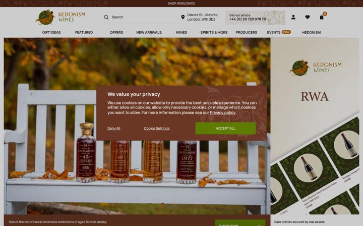 Screenshot of hedonism.co.uk