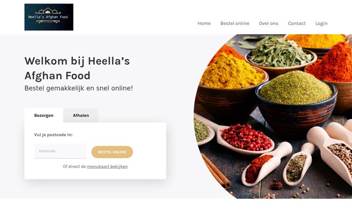 Screenshot of heellasafghanfood.nl