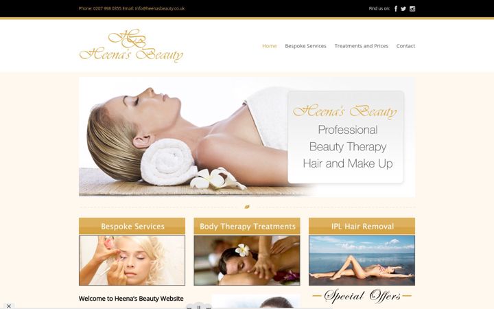 Screenshot of heenasbeauty.co.uk