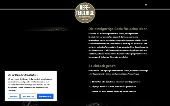 Screenshot of hefe-teiglinge.de