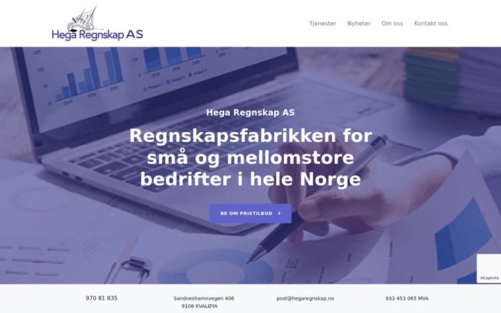 Kuvakaappaus sivustosta hegaregnskap.no