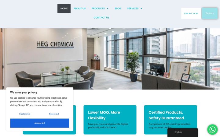 Screenshot of hegchem.com