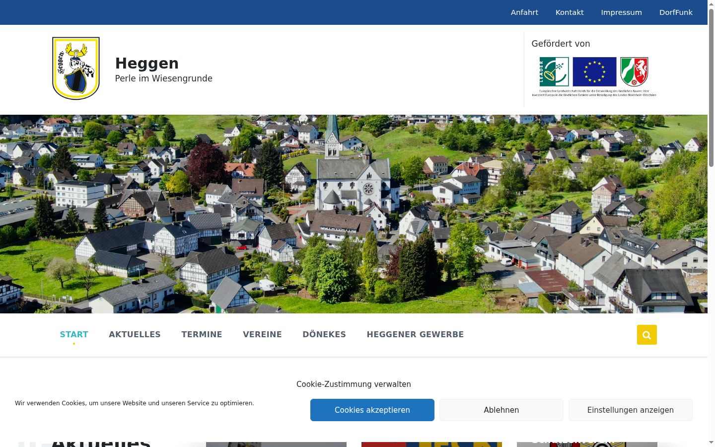 Screenshot des Einwilligungsbanners vor jeglicher Interaktion