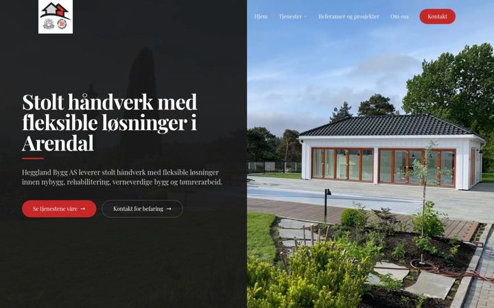 Screenshot of heggland-bygg.no