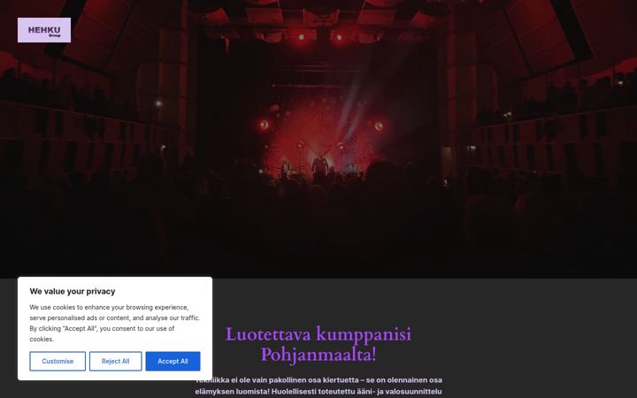 Screenshot of hehkugroup.fi