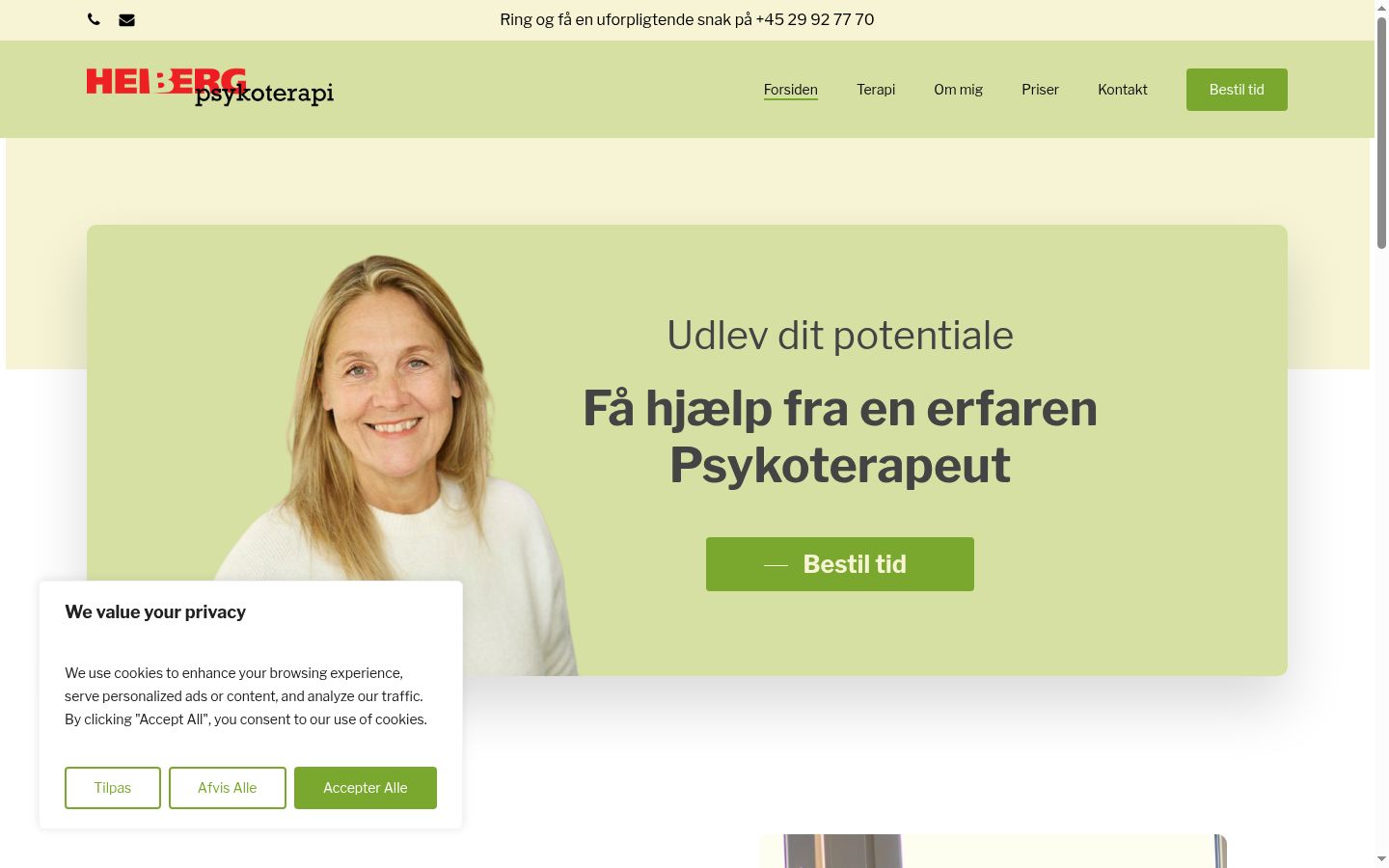 Skärmbild av samtyckesbannern som visades före någon interaktion