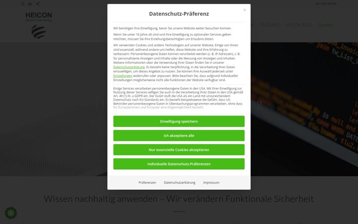 Screenshot of heicon-ulm.de