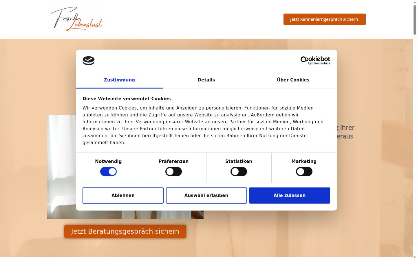 Screenshot of the consent banner shown before any interaction