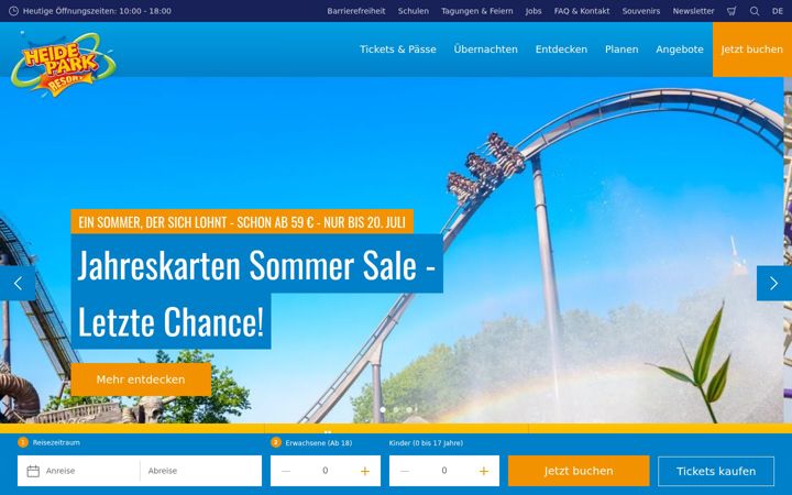 Screenshot of heide-park.de