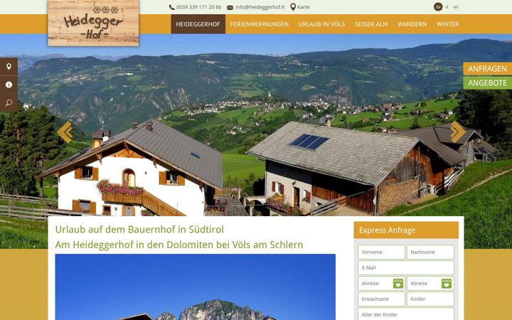 Screenshot of heideggerhof.it