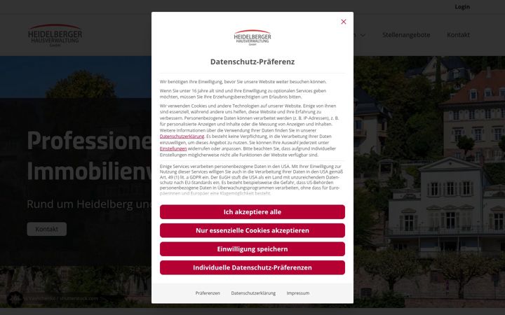 Screenshot of heidelberger-hausverwaltung.de