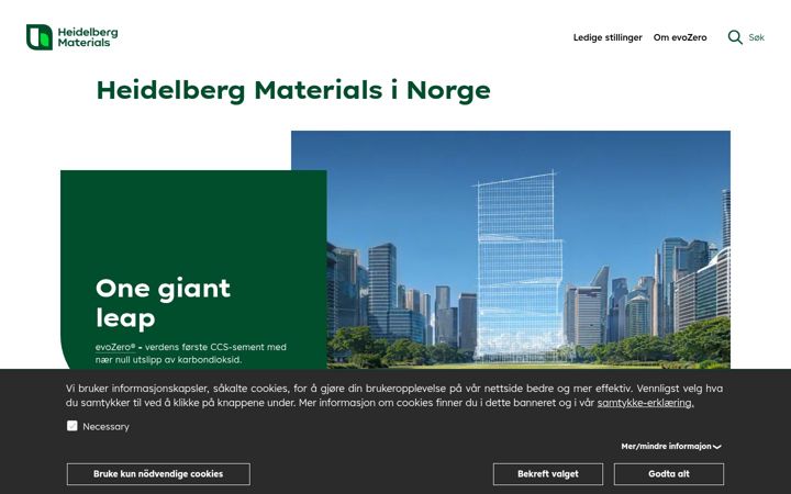 Screenshot of heidelbergmaterials.no