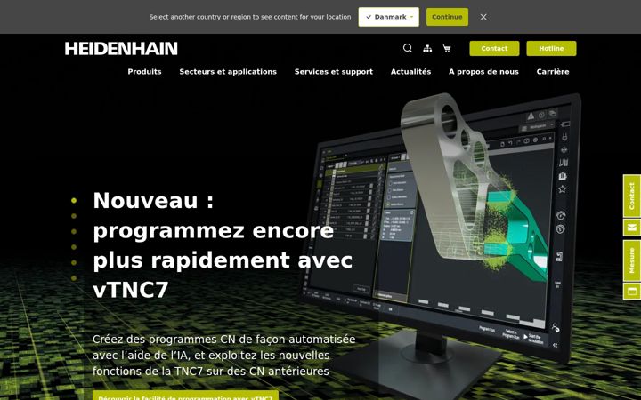 Screenshot of heidenhain.fr
