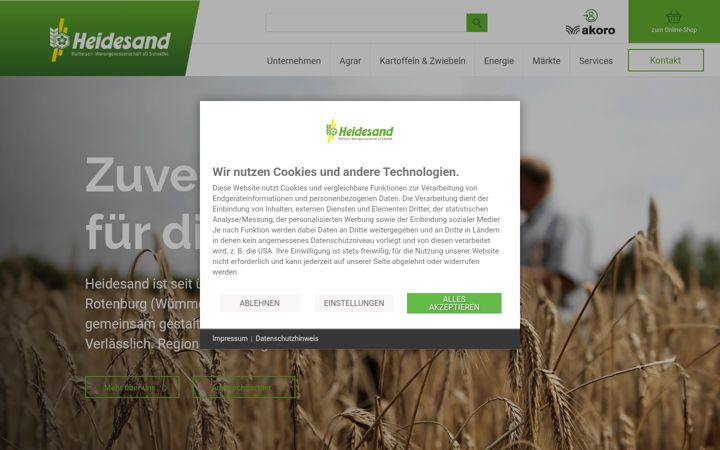Screenshot of heidesand.de