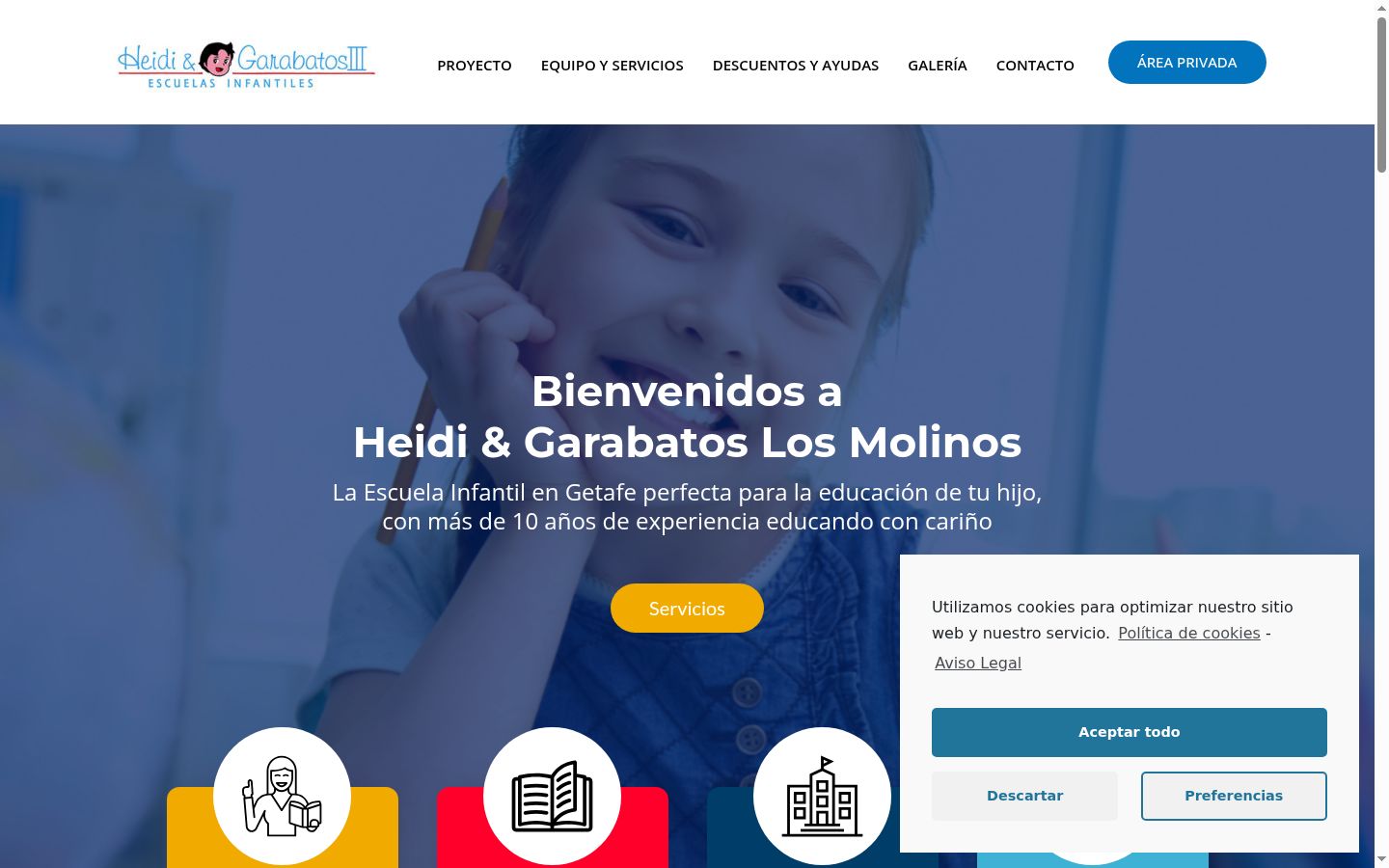 Captura de ecrã do banner de consentimento apresentado antes de qualquer interação