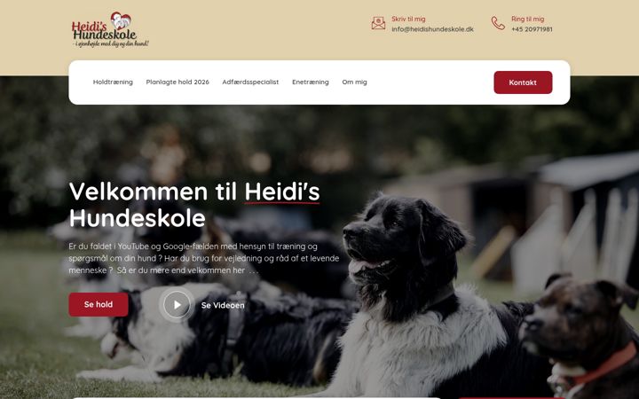 Screenshot von heidishundeskole.dk