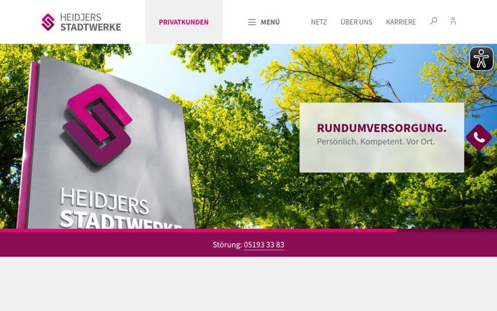 Screenshot van heidjers-stadtwerke.de