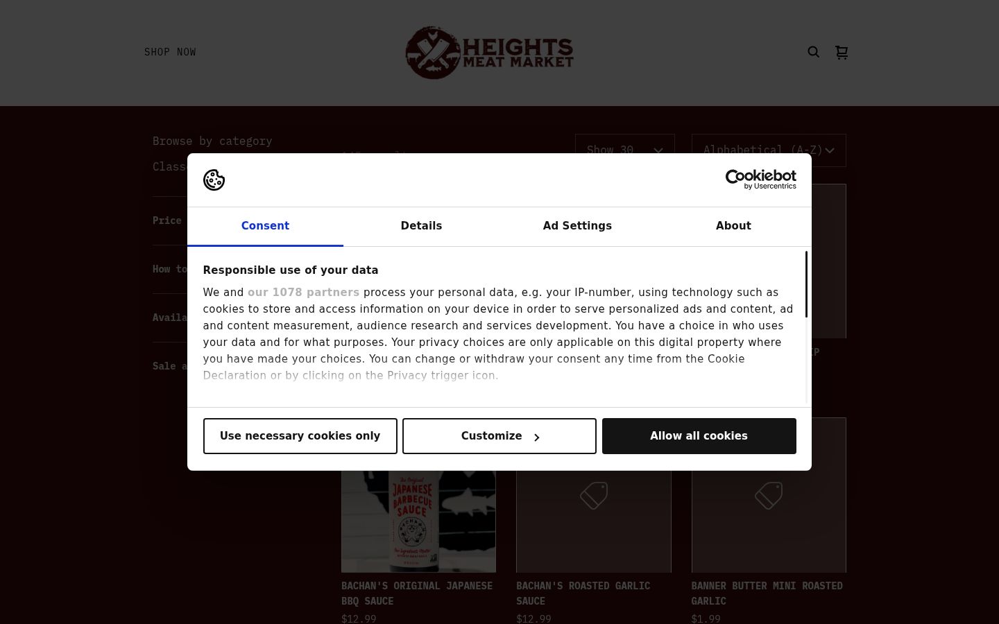 Screenshot of the consent banner shown before any interaction