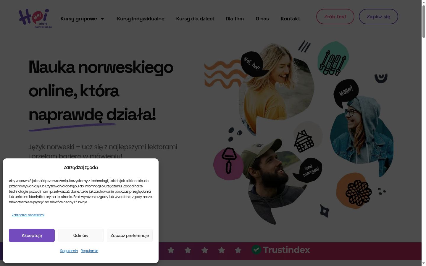 Skærmbillede af samtykkebanneret, som det blev vist før nogen interaktion